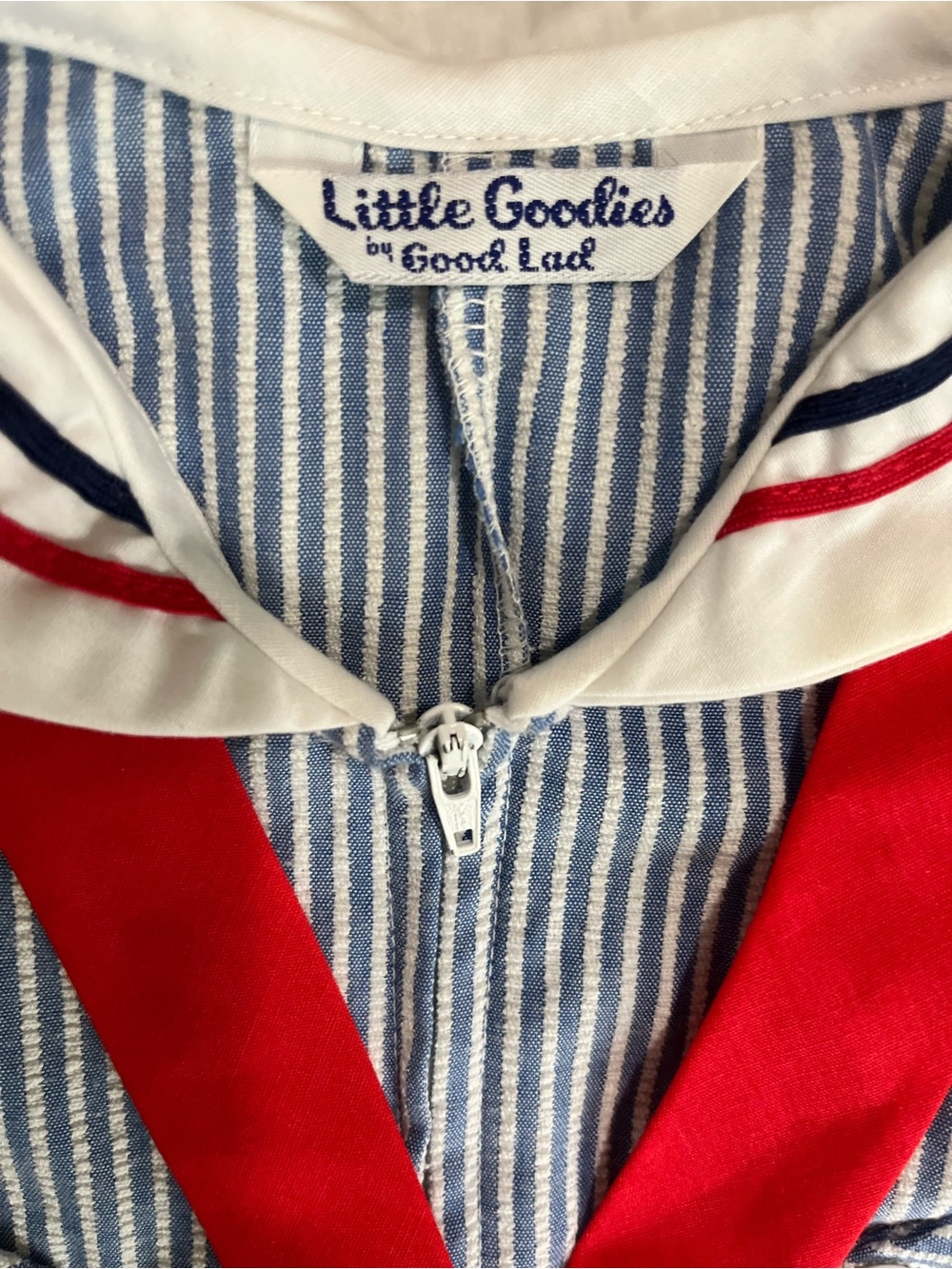 0 to 3 Little Goodies by Good Lad Sailor Zip Romper with Red Tie and Shoes - Picture 2 of 3